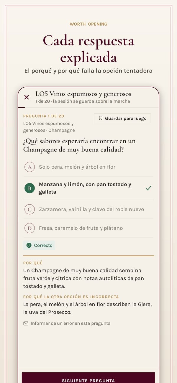 Worth Opening: WSET Level 2. Una pregunta de práctica sobre vinos espumosos y generosos, con el porqué de la respuesta correcta