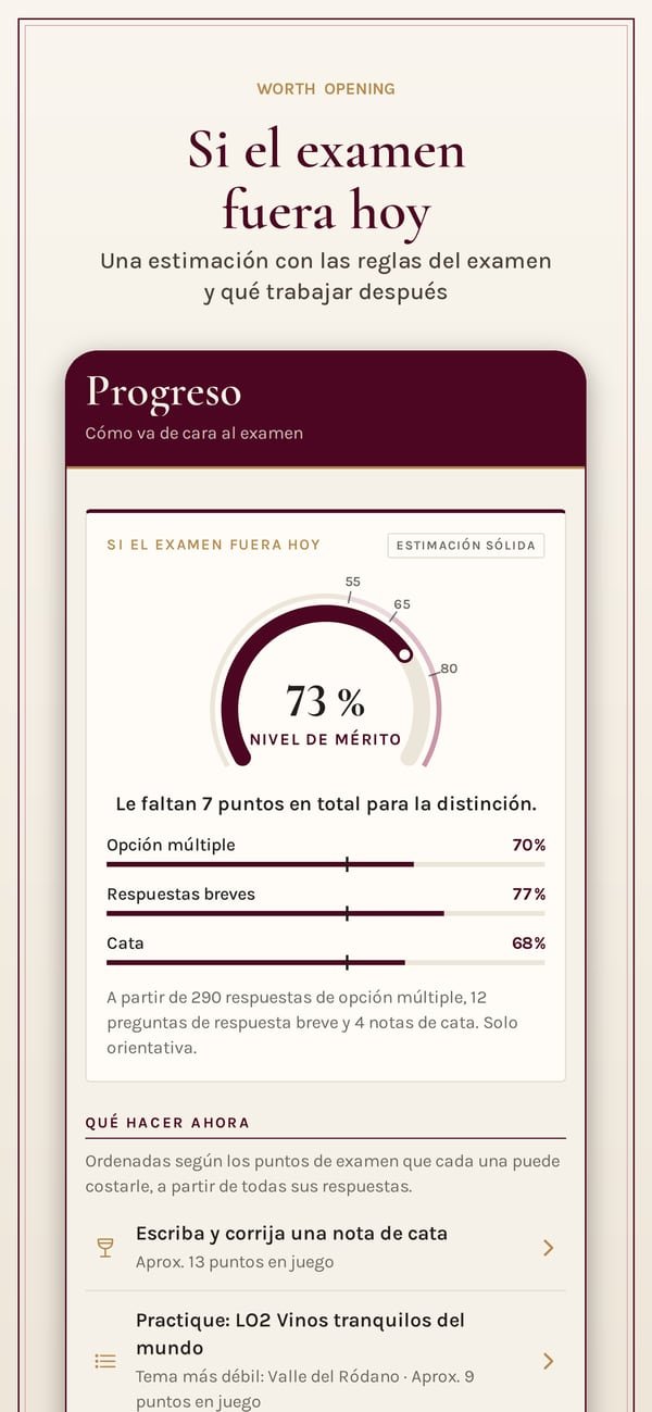 Worth Opening: WSET Level 3. El progreso: una estimación de la nota si el examen fuera hoy y en qué trabajar