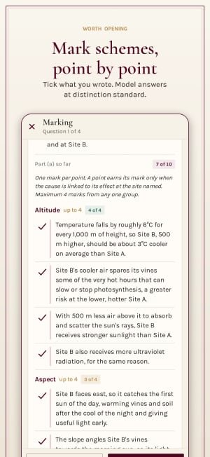Worth Opening: WSET Level 4. Guías de corrección punto por punto: los puntos de su respuesta, marcados frente a la guía
